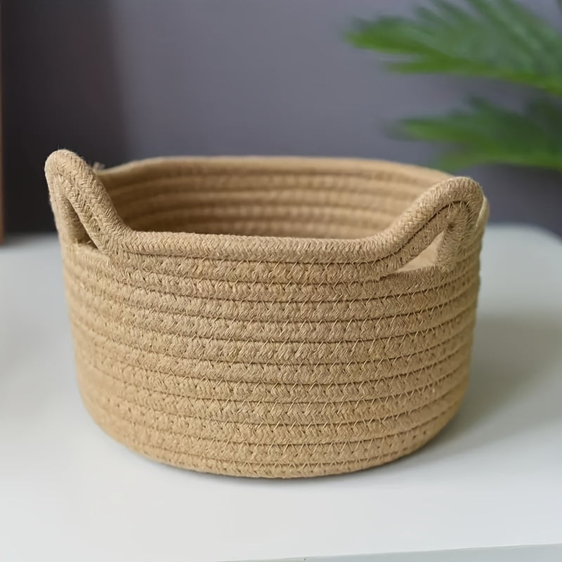 1pc Cute Cat Ear Storage Basket: Desktop Sundries Organizer for Office & Home Decor