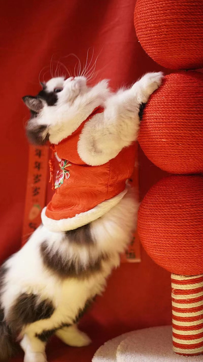 Tomatoes On Sticks Design New Year Decorations Cat Tree Cat Nest Integrated Cat Scratching Post Cat Grinding Claw Cat Scratching Board Cat Bed Tree Does Not Drop Debris Wear-resistant Toy