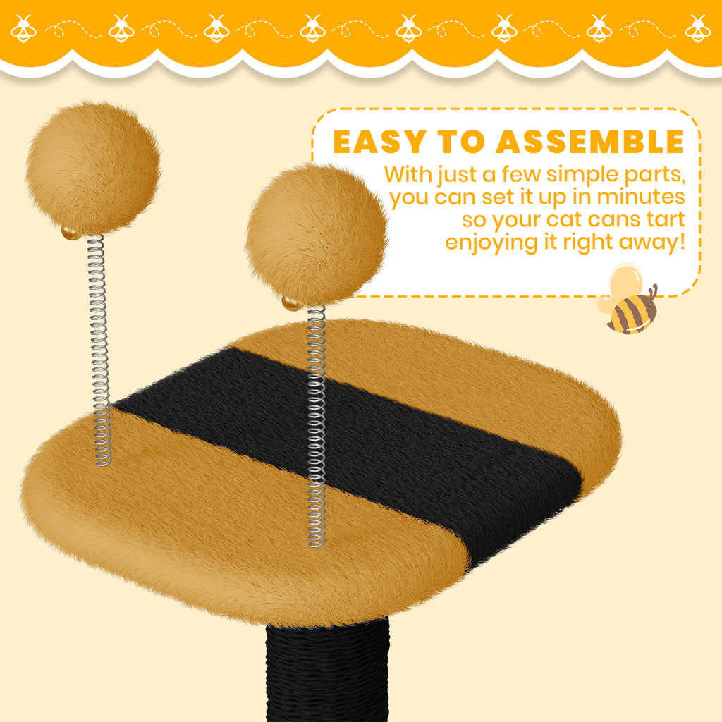 Dogat Bee - Themed Cat Tree with Scratching Posts, Interactive Kitten Furniture for Indoor Cats - Durable, Space - Saving & Easy to Assemble