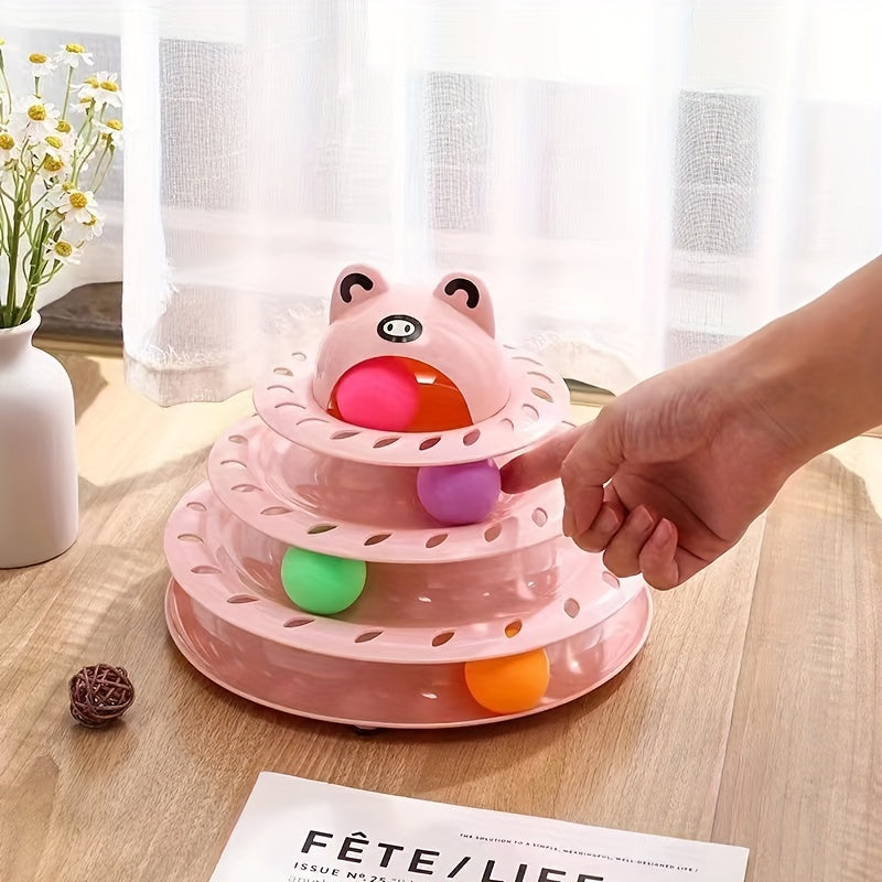 Three-Layer Interactive Cat Tower - Multi-Track Play & IQ Enhancing Teaser Toy for Indoor Fun and Exercise