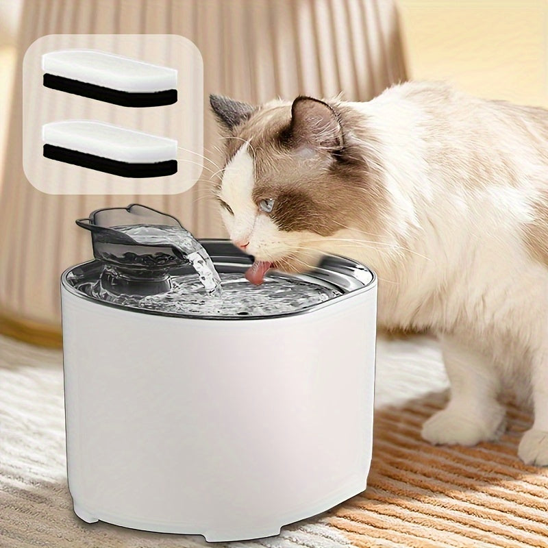 1pc 2.2L Pet Water Fountain - Automatic Water Dispenser For Cats And Dogs - Provides Fresh And Filtered Drinking Water, 8pcs Filter Replacements