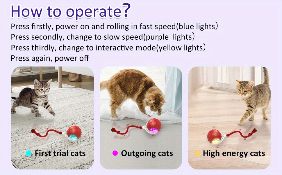 Whisker Whirlwind Interactive Cat Toy - Motion Sensor, Random Rolling, Bird Chirping, Long Tail Teaser - Engaging Kitten Toy for Endless Fun and Exercise