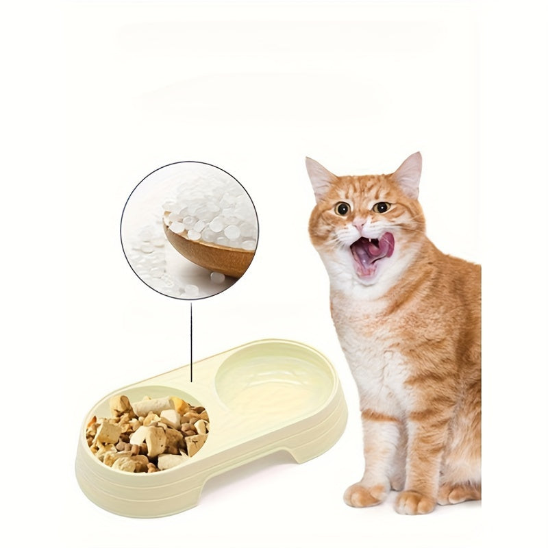 Cat Food and Water Bowl Set, Dual-Compartment Feeding Dish, Non-Slip Pet Feeding Station, Durable PP Material, Ideal for Cats