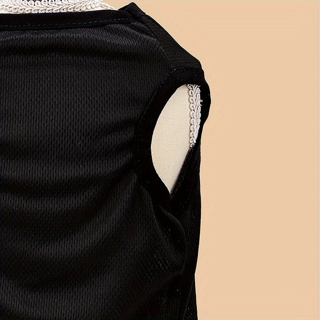 Pet Summer Vest Shirt for Small, Medium Dogs and Cats - Breathable Knitted Polyester Tee for Spring, Autumn - Hand Wash Only Pullover Top for Puppies, Kittens - Black 'Mom's Baby' Dog T-Shirt