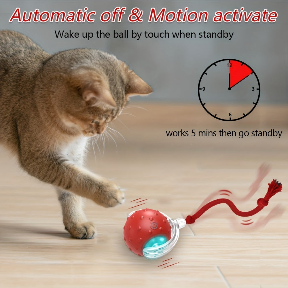 Whisker Whirlwind Interactive Cat Toy - Motion Sensor, Random Rolling, Bird Chirping, Long Tail Teaser - Engaging Kitten Toy for Endless Fun and Exercise