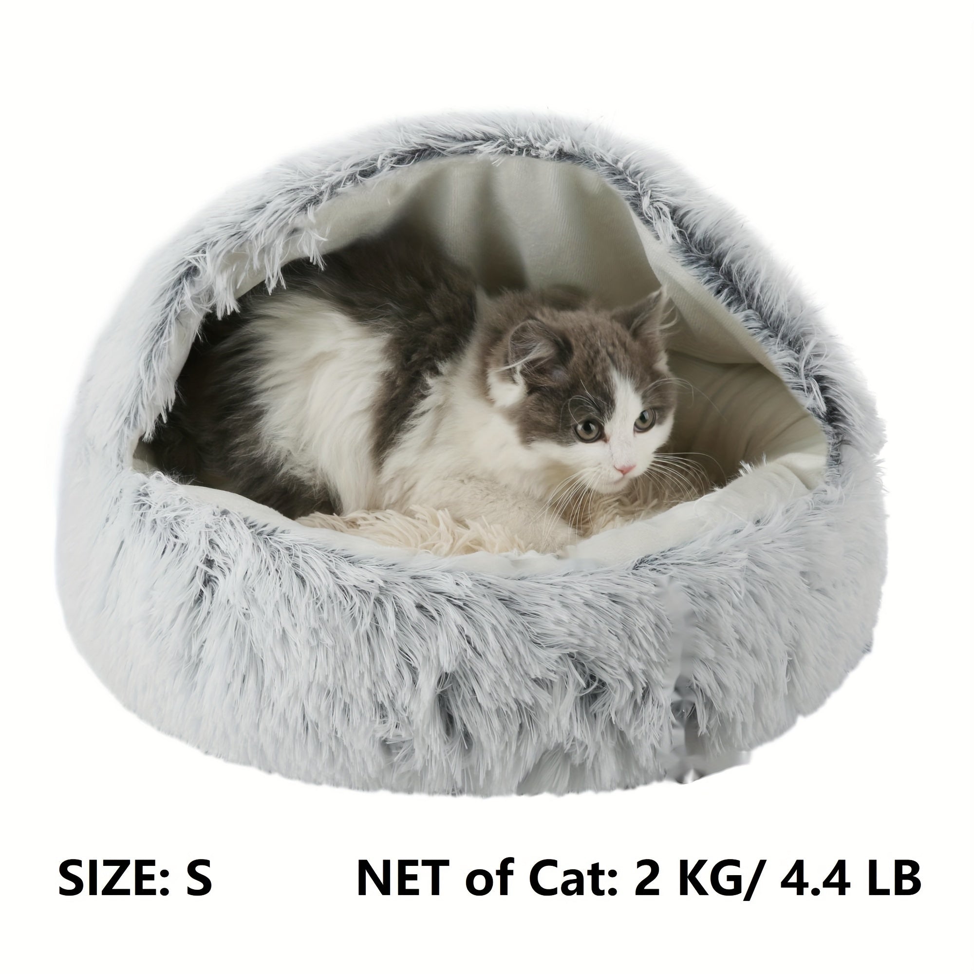 1pc Luxury Round Plush Hooded Pet Bed - Ultra-Soft & Cozy, Calming Anti-Anxiety Nest for Cats & Small Dogs - Perfect Indoor Haven for Restful Sleep