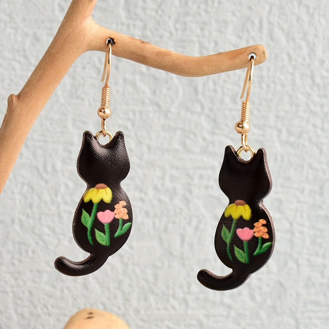 Cute Enamel Cat Design Dangle Earrings Cartoon Style Zinc Alloy Jewelry Adorable Gift For Women   Daily Casual