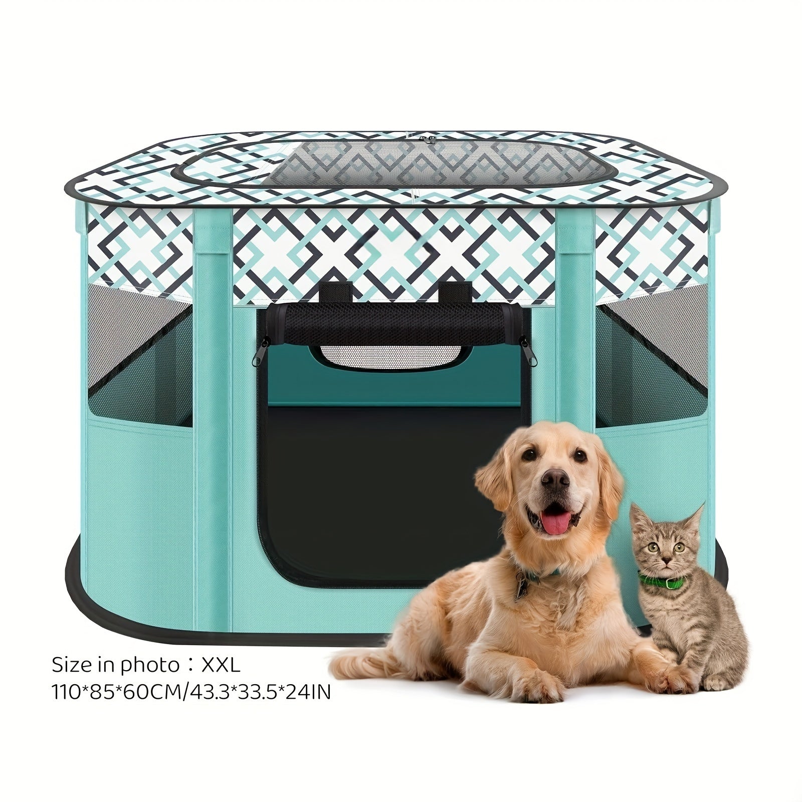 Pet Playpen for Large Dogs, Dog Playpen for Medium Large Dogs/Puppy/Cat/Rabbit/Chick Wit, Cat Playpen Puppy Kitten Playpen Portable Dog Exercise Kennel Indoor Pet Animal Playpen Dog Cat Crate for Outdoor Travel Camping, with