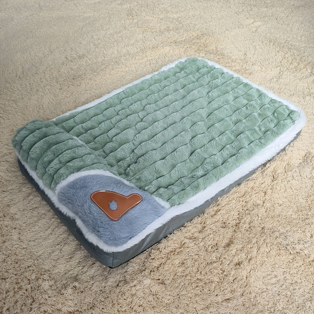 Cozy & Thickened Cat Bed with Memory Foam - Detachable, Washable Nylon Pet Mat in Green with Heart-Shaped Pillow for Cats, Soft & Comforting Sleeping Pad, Pet Relaxation Mat|Quilted Cat Bed|Memory Foam Cushion