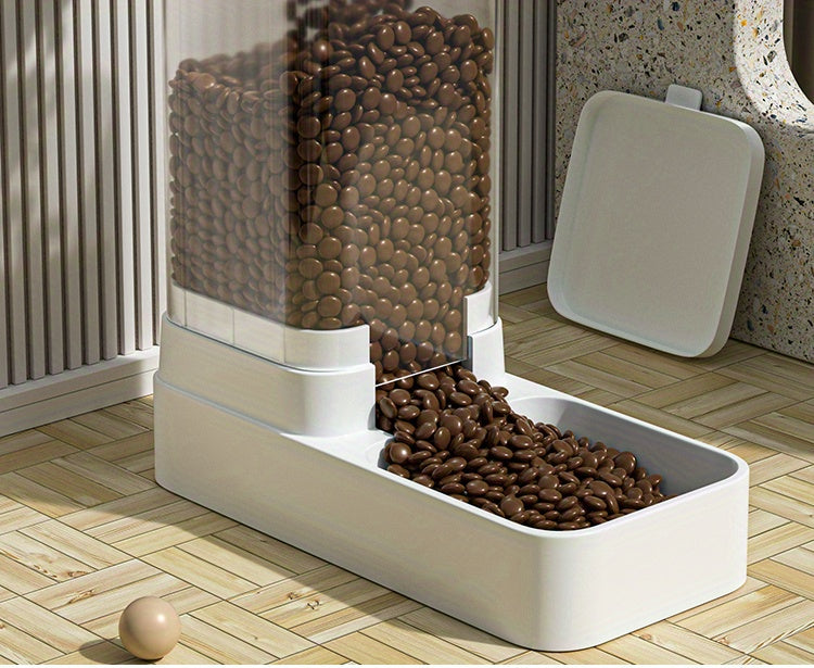 Uncharged Automatic Pet Feeder and Water Dispenser Set for Cats - Convenient, Hygienic, and Space-Saving Feeding Solution with Gravity-Fed Technology and Easy Cleaning Design