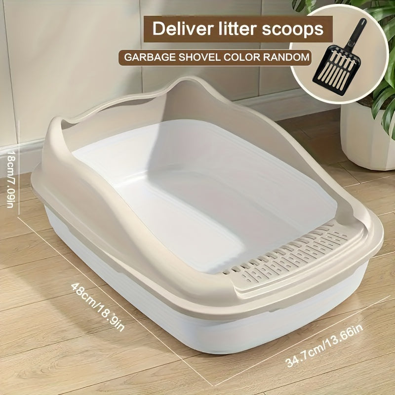 [Extra-Large Cat Litter Box] Extra-Large Portable Cat Litter Box with Anti-Splash Design, Easy Clean - Random Color