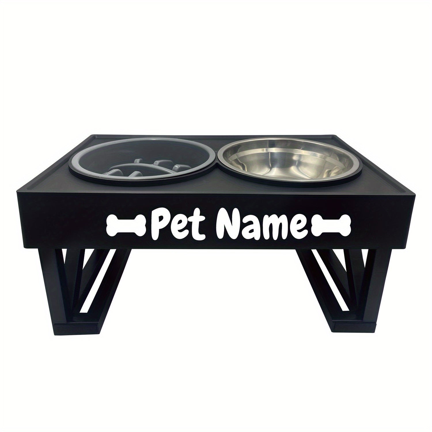 Personalized Stainless Steel Elevated Dog Feeder Bowl - Slow Eating, Anti-Gulping, Spill-Proof, Adjustable Height for Small to Large Dogs & Cats - Durable, Easy to Clean, Healthy Mealtime Solution