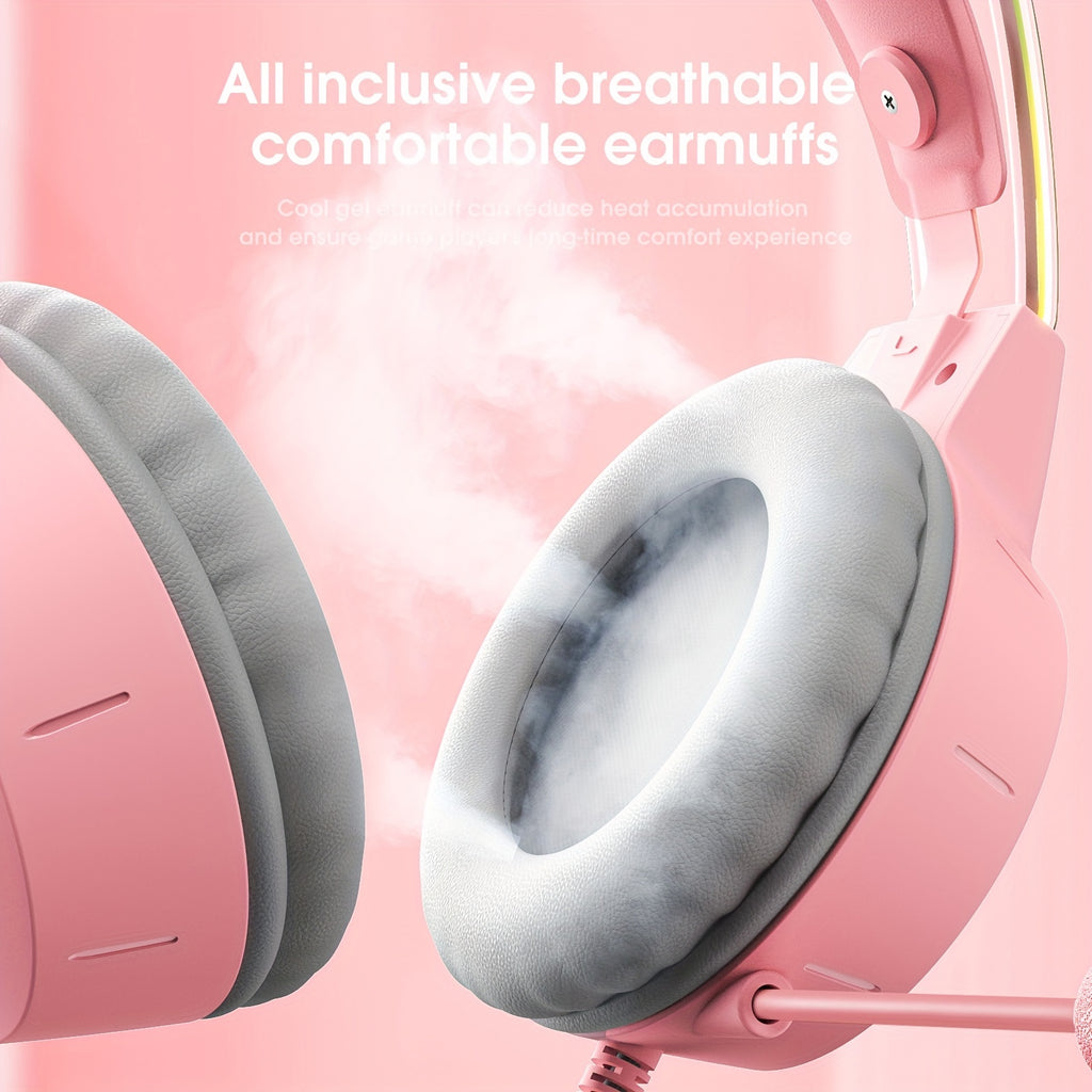 ONIKUMA X15pro Cat Ears Gaming Headset with LED Light-Up Headband, Wired, Noise-Canceling Mic for PC & Laptop