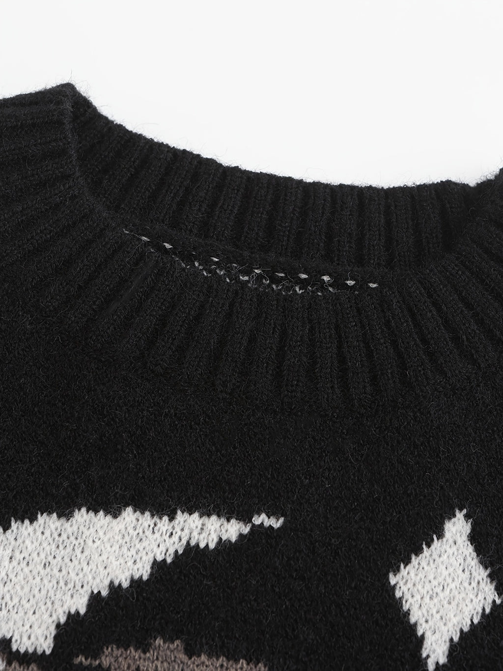 Y2K Pumpkin & Cat Pattern Knit Sweater, Casual Long Sleeve Pullover Sweater, Women's Clothing