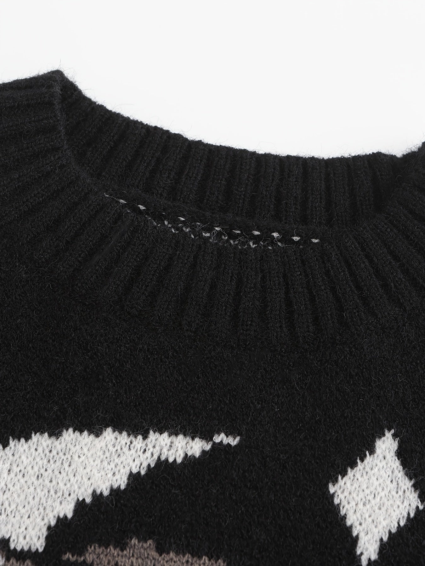 Y2K Pumpkin & Cat Pattern Knit Sweater, Casual Long Sleeve Pullover Sweater, Women's Clothing