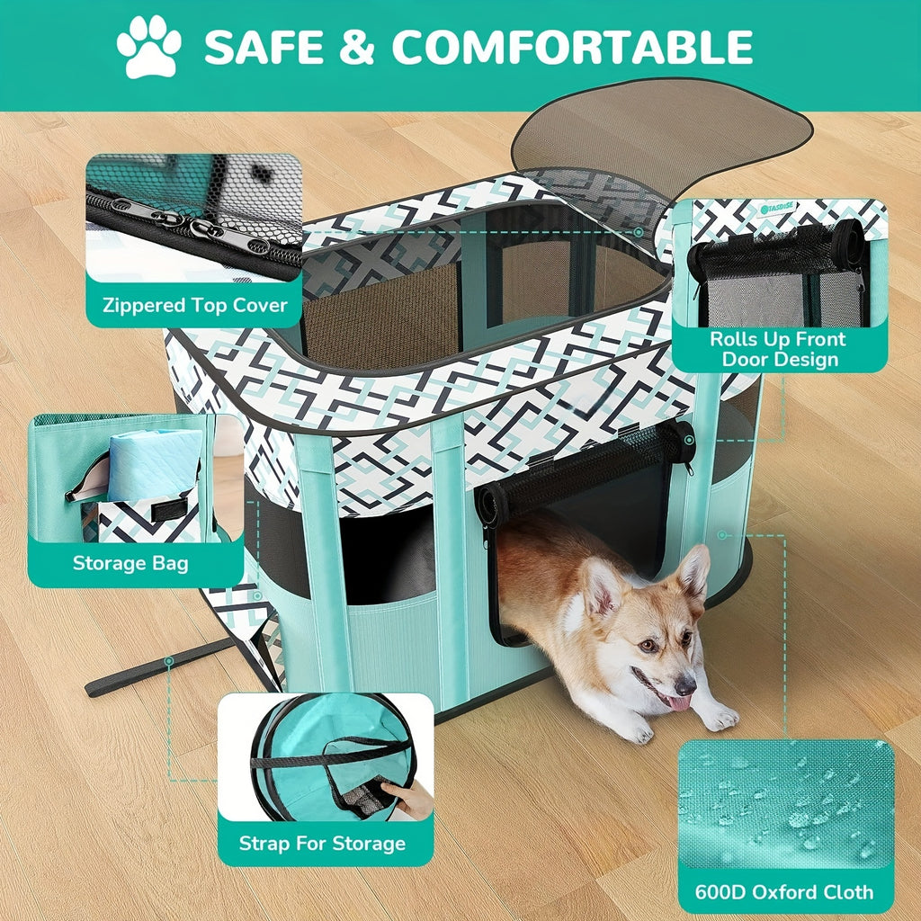 Pet Playpen for Large Dogs, Dog Playpen for Medium Large Dogs/Puppy/Cat/Rabbit/Chick Wit, Cat Playpen Puppy Kitten Playpen Portable Dog Exercise Kennel Indoor Pet Animal Playpen Dog Cat Crate for Outdoor Travel Camping, with