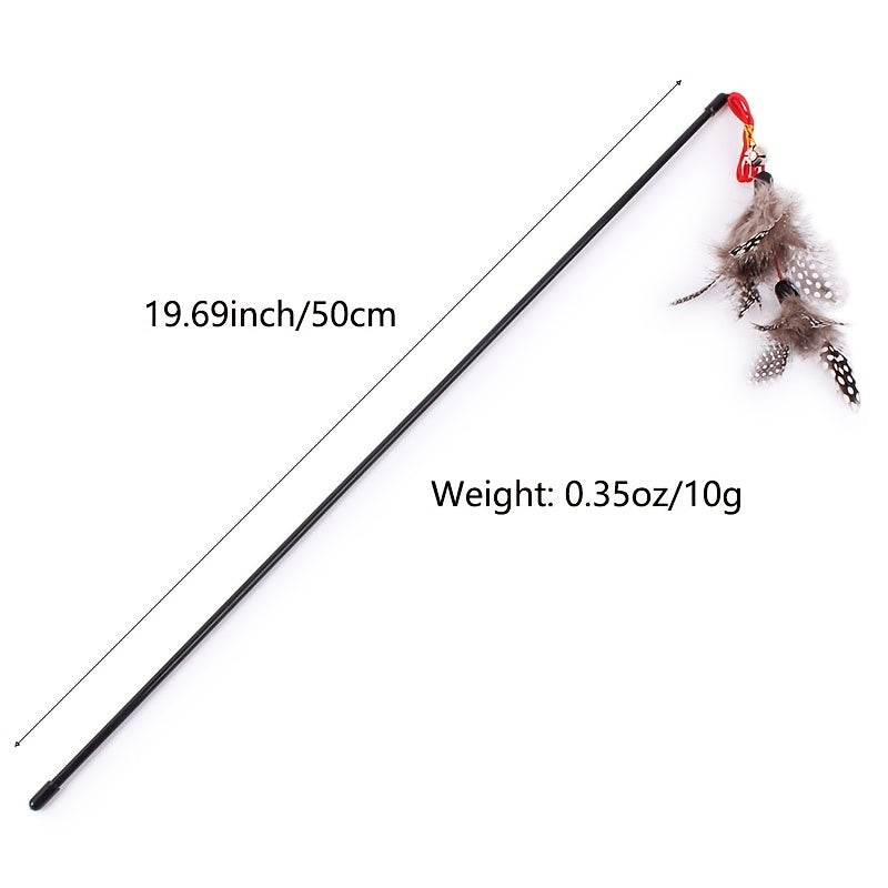 Interactive Cat Toy - 1pc Cat Teaser Stick with Feather & Bell for Indoor Cats' Fun & Exercise