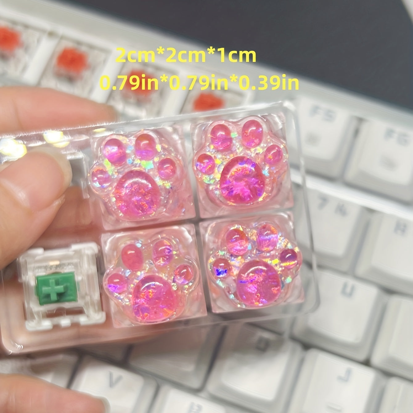 Upgrade Your Keyboard with These Adorable Transparent Cat Paw Keycaps - 4pcs DIY Set!