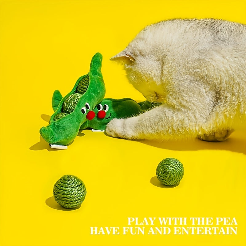 ZEZE Cat Hide-and-seek Toy Kitten Teasing Cat Stick Self Enjoyable Relieve Boredom Sisal Ball Cat Teeth Grinding Pea Toy Ball Supplies
