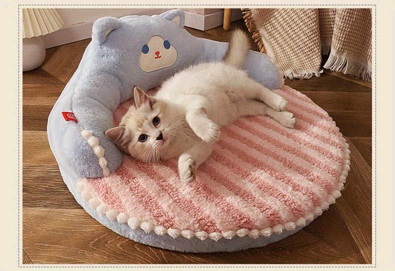Soft And Durable Round Cat Bed - Removable Pet Mat And Mattress For Small Dogs And Cats - Plush Fabric - Indoor & Outdoor Use - For Pet Owners - Perfect Gift for Pet Lovers