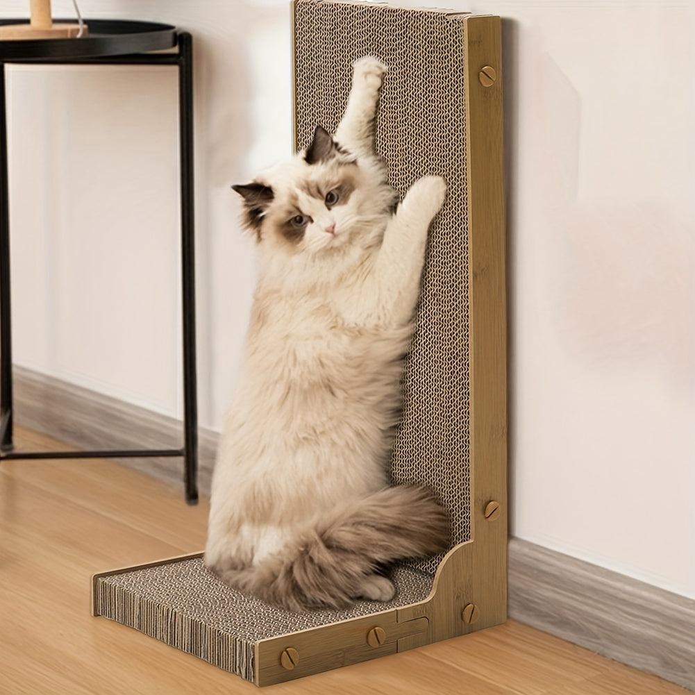 Large Scratching Post Durable Cardboard Scratching Pad For Cats - Replaceable Cat Claw Scratcher With Stand - Interactive Scratching Post Toy For Feline Play And Scratch