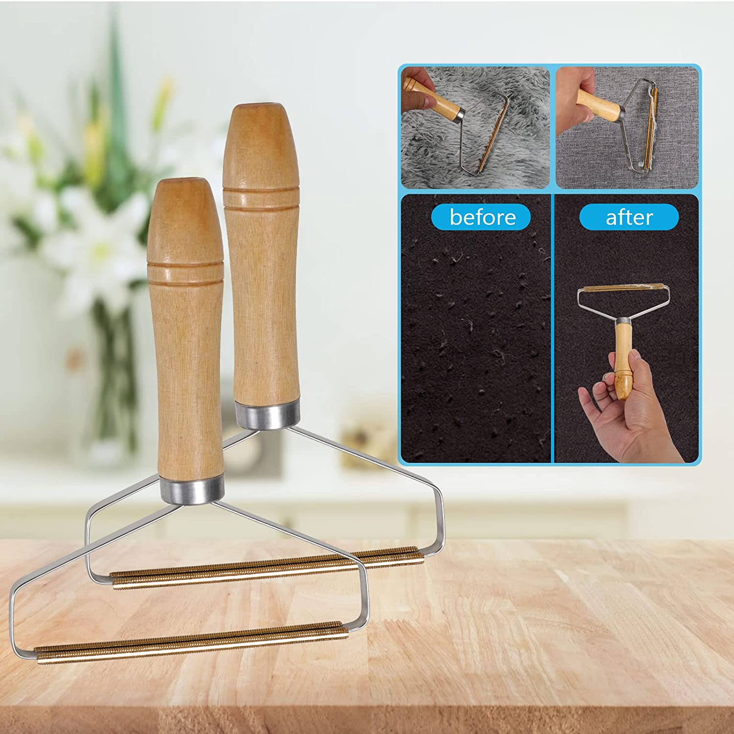 Effective Pet Hair Remover Brush For Cats And Dogs - Gently Shaves Wool And Cleans Fur For A Neat And Tidy Home