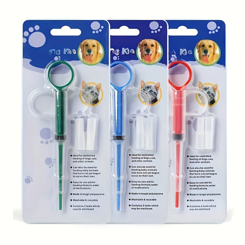 Dual-Use Pet Medicine Syringe with Soft Tip - Easy Pill Dispenser for Cats and Small Animals, Durable Plastic