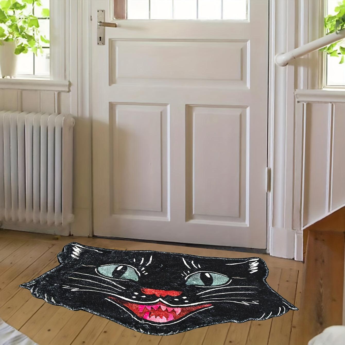 1pc Cute Black Cat Multifunctional Floor Mat - Idea For Halloween Room Decor And Home Decor!