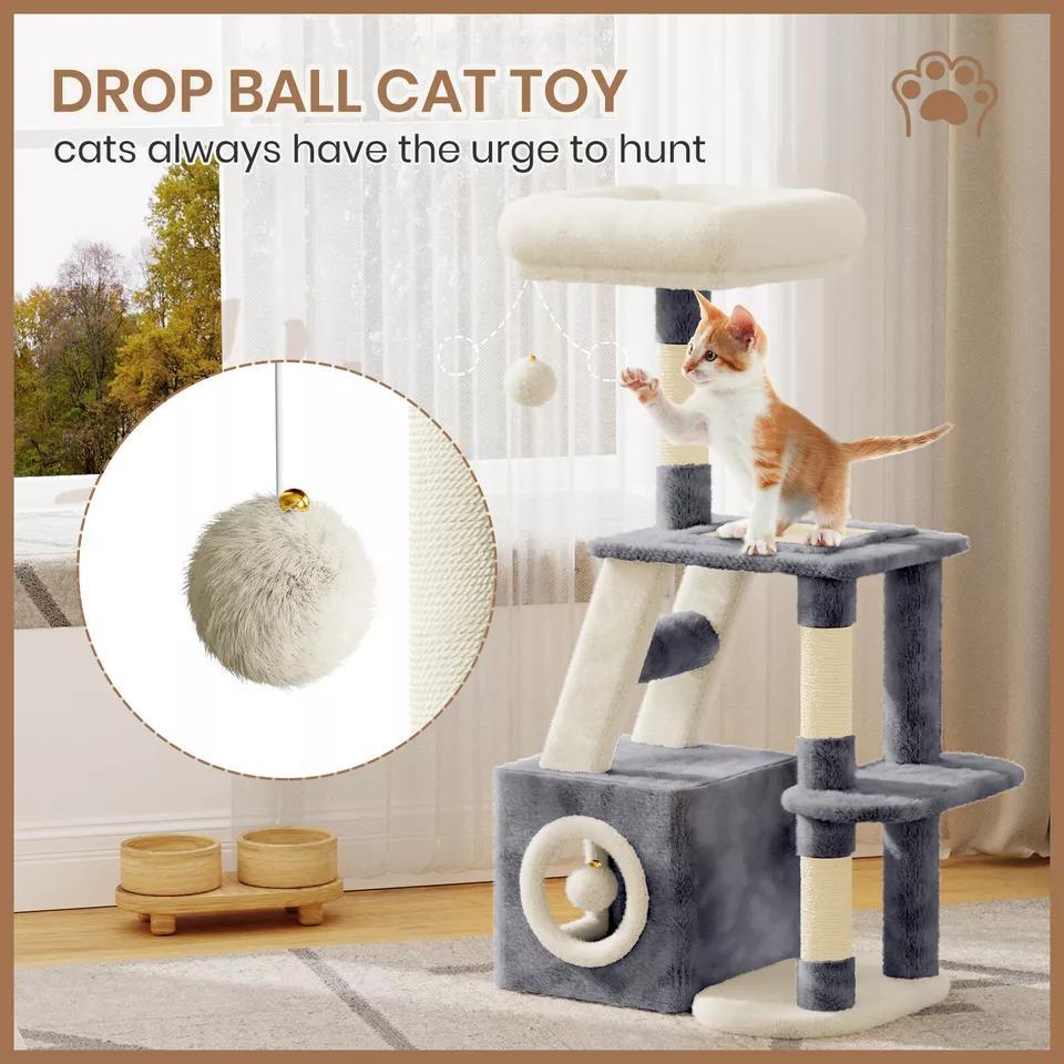 Dogat 107cm High - Quality Multilevel Cat Tree Tower with Scratching Posts - The Perfect Indoor Climbing House Condo for Your Feline Friend