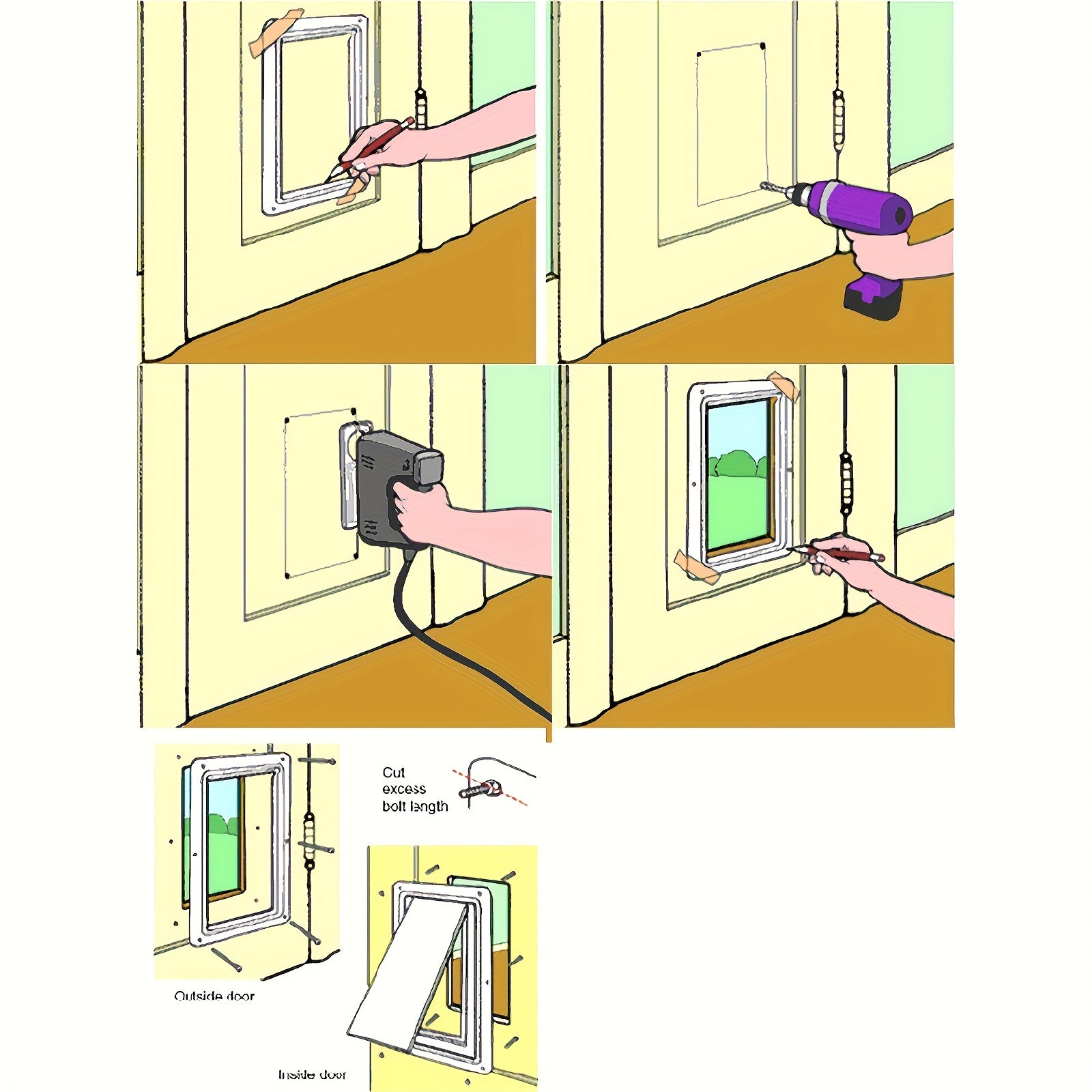 4 Way Locking Cat Door - Weatherproof, Acrylic Pet Flap for Cats and Small Dogs - Suitable for Door, Wall, and Window Installation with Easy Locking System
