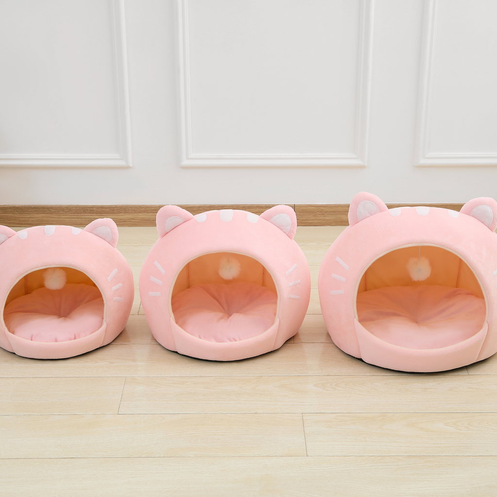 Pink Cat Shape Cat Bed House-4