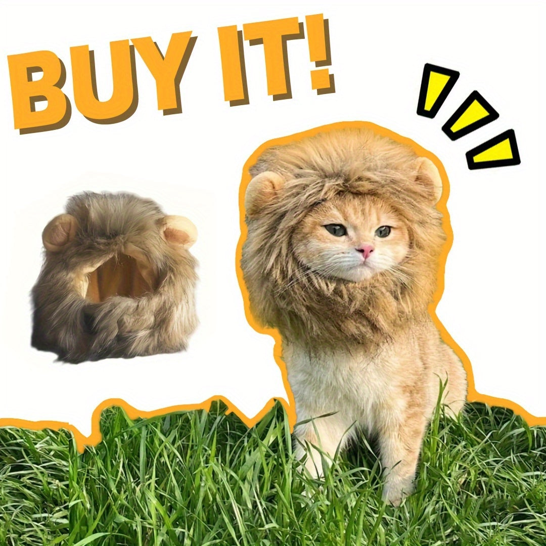 Furry Feline Wig - Soft, Breathable Polyester Pet Costume Accessory with Adorable Ears for Kitty Dress Up, Cosplay, Photo Shoots, and Everyday Play - Comfortable, Durable, and Easy to Clean
