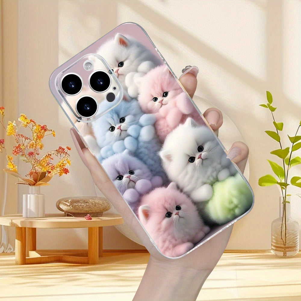 A Creatively Designed Colorful Cute Kitten Pattern Phone Case, Providing Full-Body Protection with Shockproof And Drop-Resistant TPU Soft Cover, Suitable As a Gift for Birthdays Or Holidays for Both Men And Women, Compatible