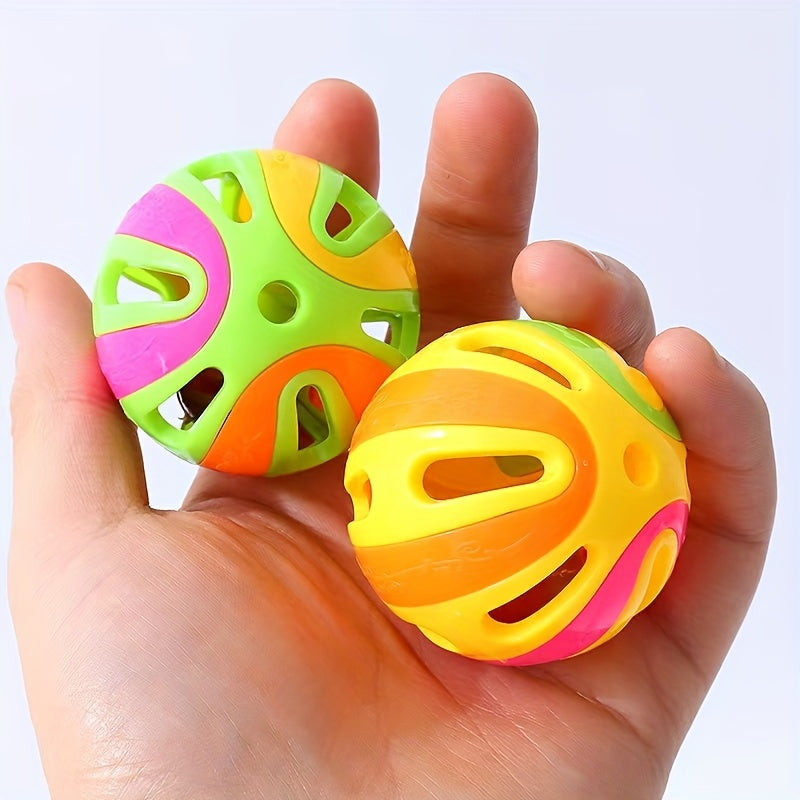 5pcs Interactive Cat Toy Balls With Bell - Plastic Hollow Jingle Balls For Indoor Kittens And Cats Play - Promotes Exercise And Mental Stimulation