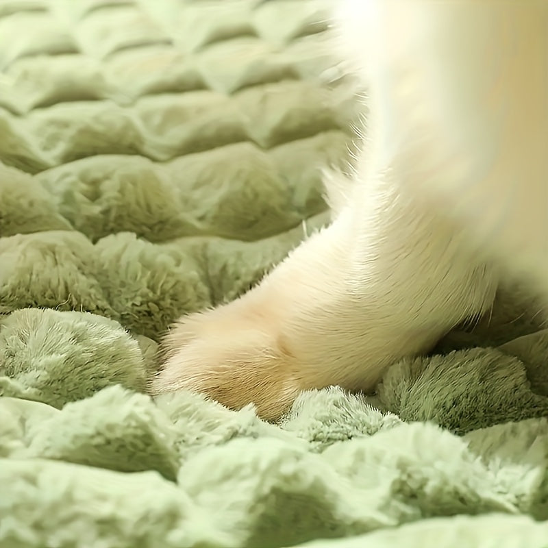 Cozy & Thickened Cat Bed with Memory Foam - Detachable, Washable Nylon Pet Mat in Green with Heart-Shaped Pillow for Cats, Soft & Comforting Sleeping Pad, Pet Relaxation Mat|Quilted Cat Bed|Memory Foam Cushion