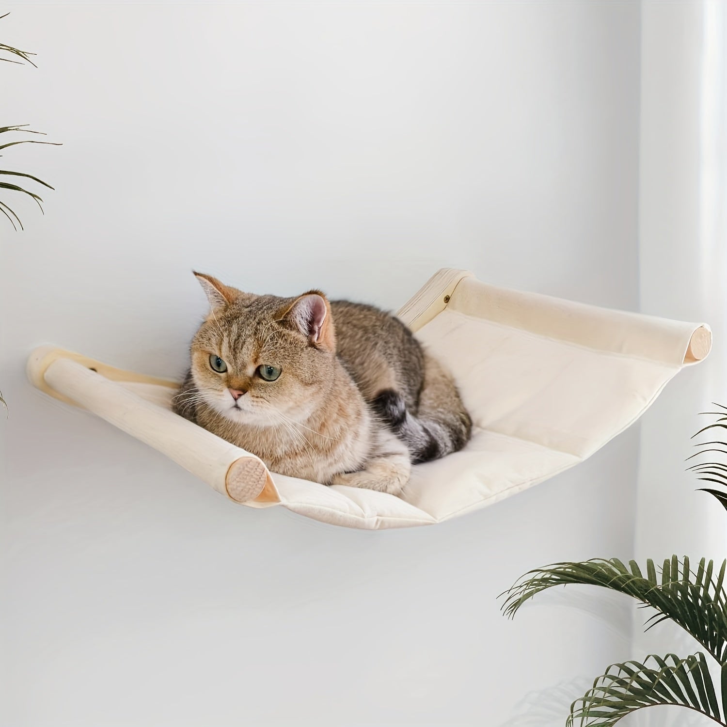 Wooden Cat Hammock Pet Cat Climbing Ladder, Wall Mounted Cat Window Perch, Detachable Cat Hammock Shelves For Seeping Resting