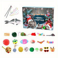 Cat Advent Calendar 2024, 24 Day Countdown to Christmas Cat Gifts with Assorted Cat Interactive Toys Countdown Calendar for Kitten Flurry Friends