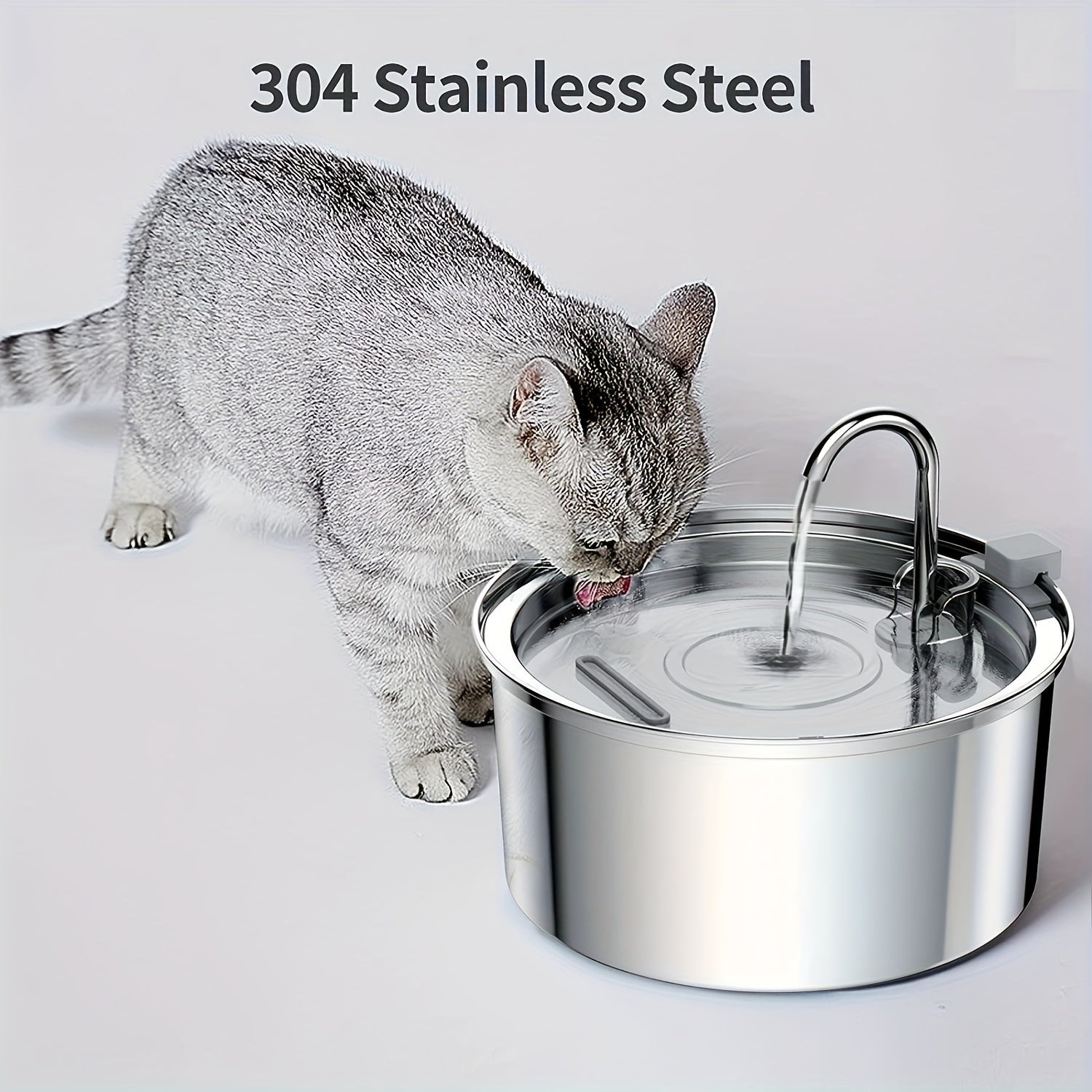 3.2L Cat Water Fountain, Stainless Steel Pet Drinking Fountain with USB Powered Faucet Dispenser, Low Voltage Automatic Water Feeder for Cats