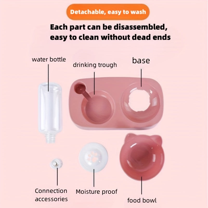 1pc Premium Cat Water & Food Bowl Set - Automatic Dispenser with Elevated Feeder, Two-in-one Hygienic Solution for Healthy Feeding, Modern & Convenient Design for Your Furry Friend
