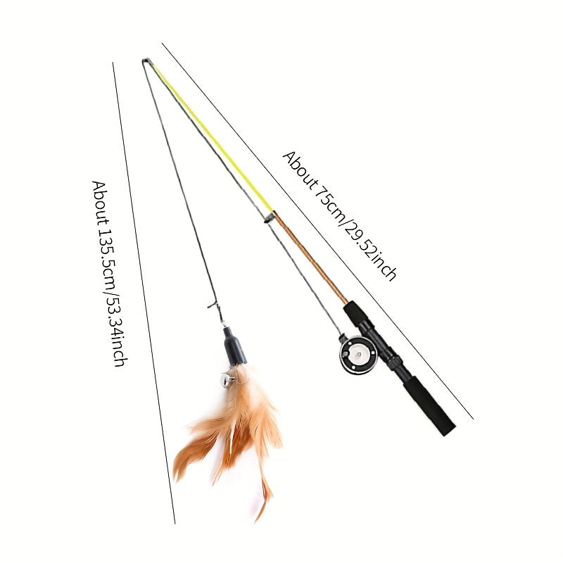 1pc 1pc Interactive Cat Feather Teaser Wand with Replacement Heads - Entertain Your Cat for Hours