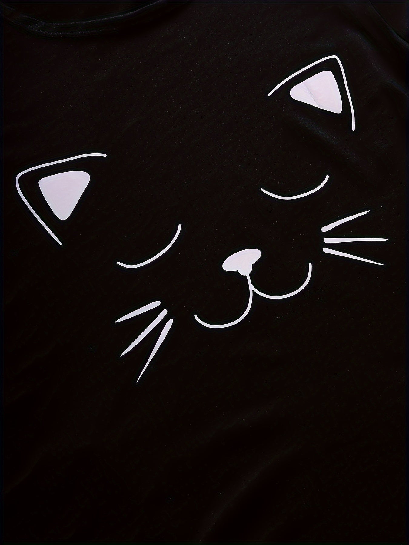 Cute Cat Print Pajama Set, Short Sleeve Crew Neck Top & Shorts & Pants, Women's Sleepwear & Loungewear