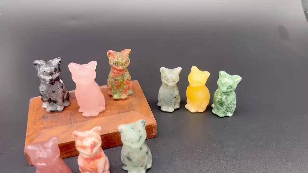 1Pc Exquisite Natural Crystal Whimsical Cat Figurine - Jewelry Accessories for Home Decoration - Unique Gift Idea with Cute Design and Sparkling Appearance