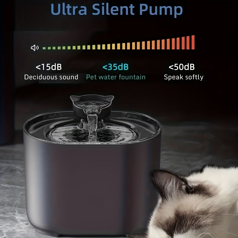 1pc 2.2L Pet Water Fountain - Automatic Water Dispenser For Cats And Dogs - Provides Fresh And Filtered Drinking Water, 8pcs Filter Replacements