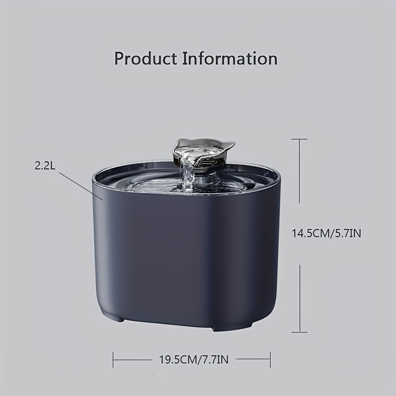 1pc 2.2L Pet Water Fountain - Automatic Water Dispenser For Cats And Dogs - Provides Fresh And Filtered Drinking Water, 8pcs Filter Replacements