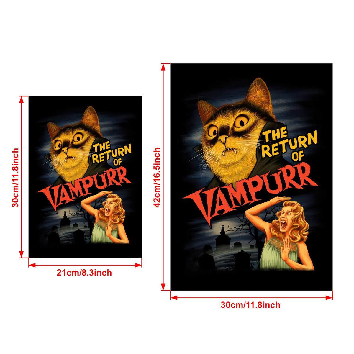 1pc "The Return of Vampurr" Canvas Poster - Vintage Horror-Comedy Cat Lover Wall Art, Frameless, Pine Wood Canvas, Vertical Orientation for Living Room & Bedroom Decor