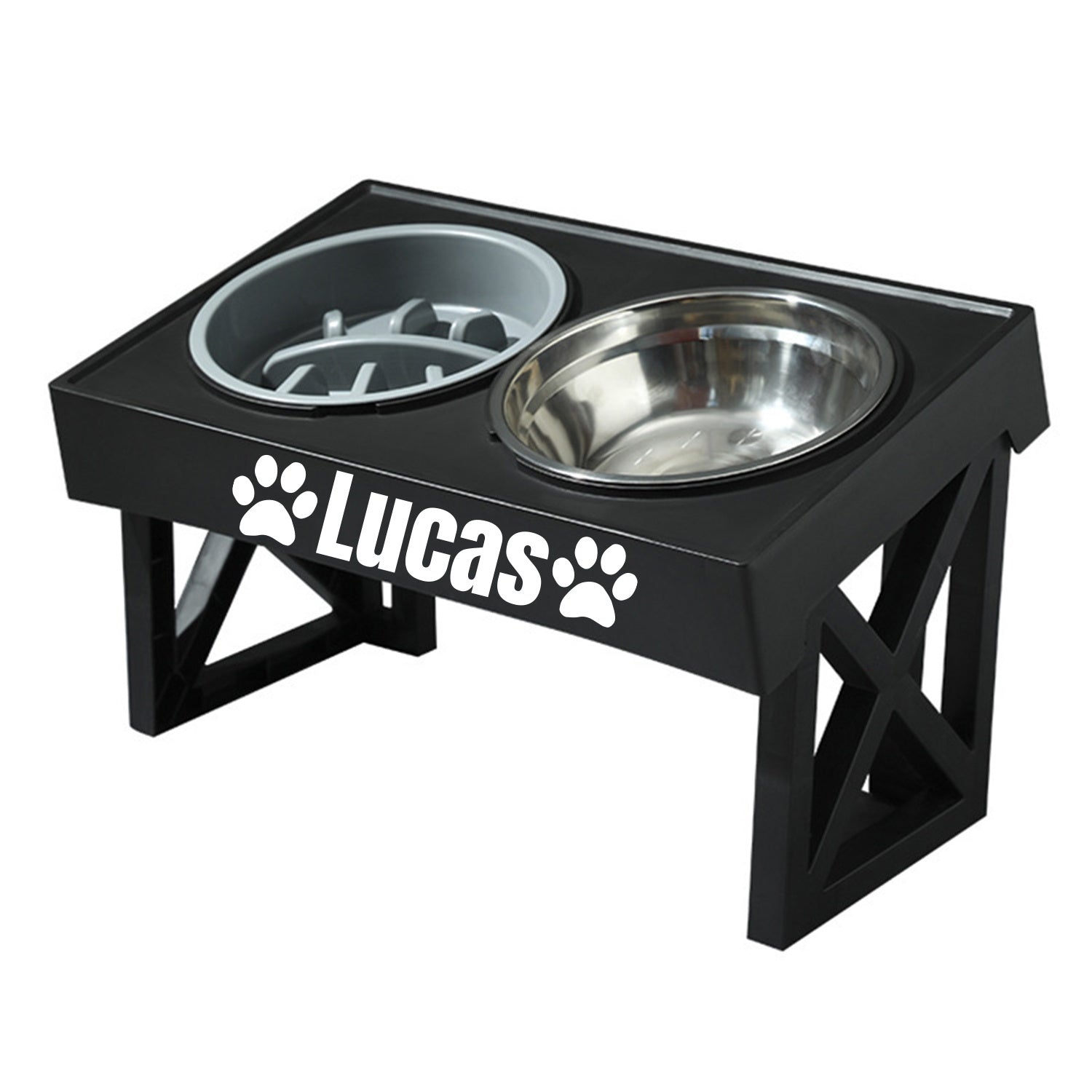 Personalized Stainless Steel Elevated Dog Feeder Bowl - Slow Eating, Anti-Gulping, Spill-Proof, Adjustable Height for Small to Large Dogs & Cats - Durable, Easy to Clean, Healthy Mealtime Solution
