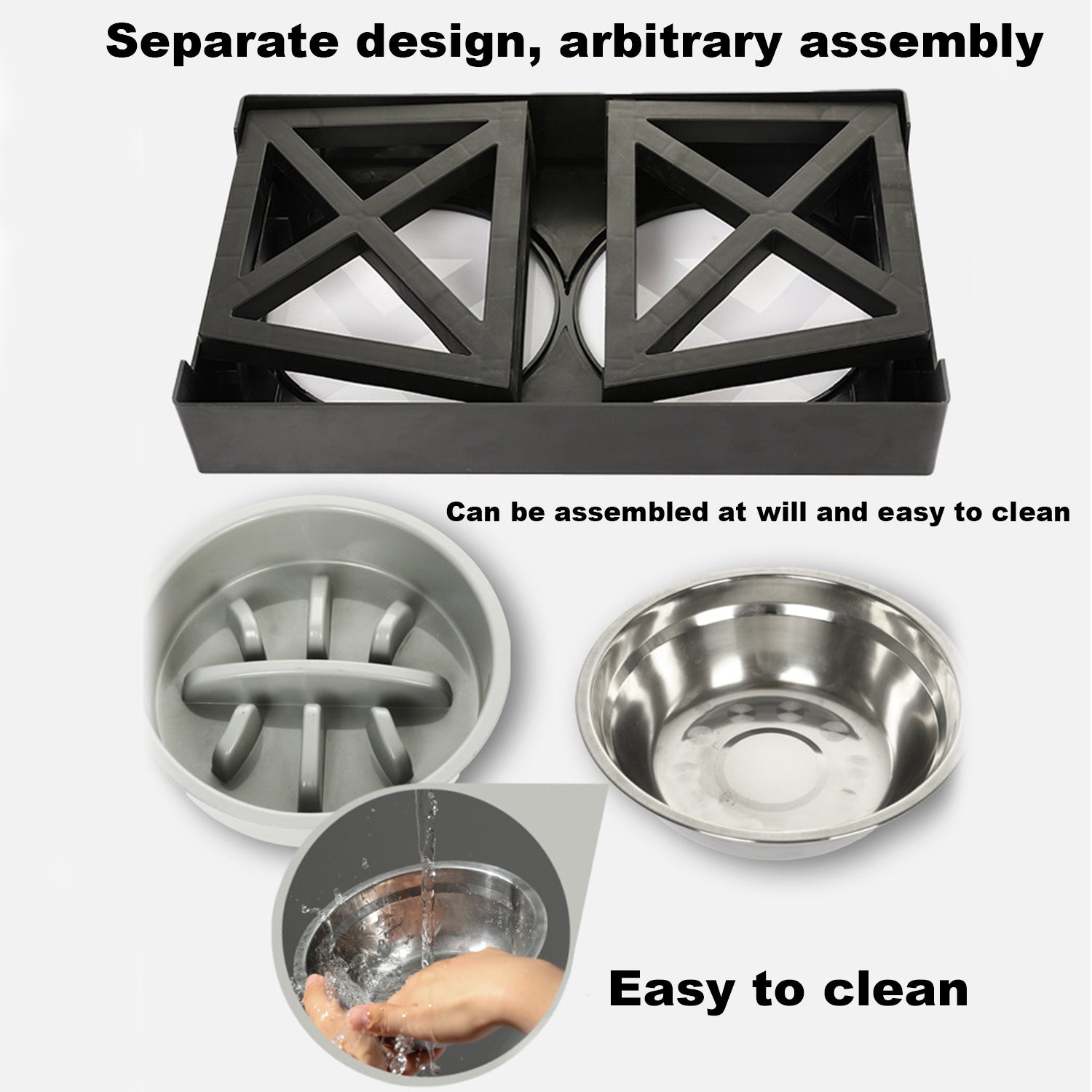 Personalized Stainless Steel Elevated Dog Feeder Bowl - Slow Eating, Anti-Gulping, Spill-Proof, Adjustable Height for Small to Large Dogs & Cats - Durable, Easy to Clean, Healthy Mealtime Solution