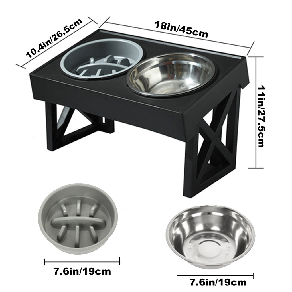 Personalized Stainless Steel Elevated Dog Feeder Bowl - Slow Eating, Anti-Gulping, Spill-Proof, Adjustable Height for Small to Large Dogs & Cats - Durable, Easy to Clean, Healthy Mealtime Solution