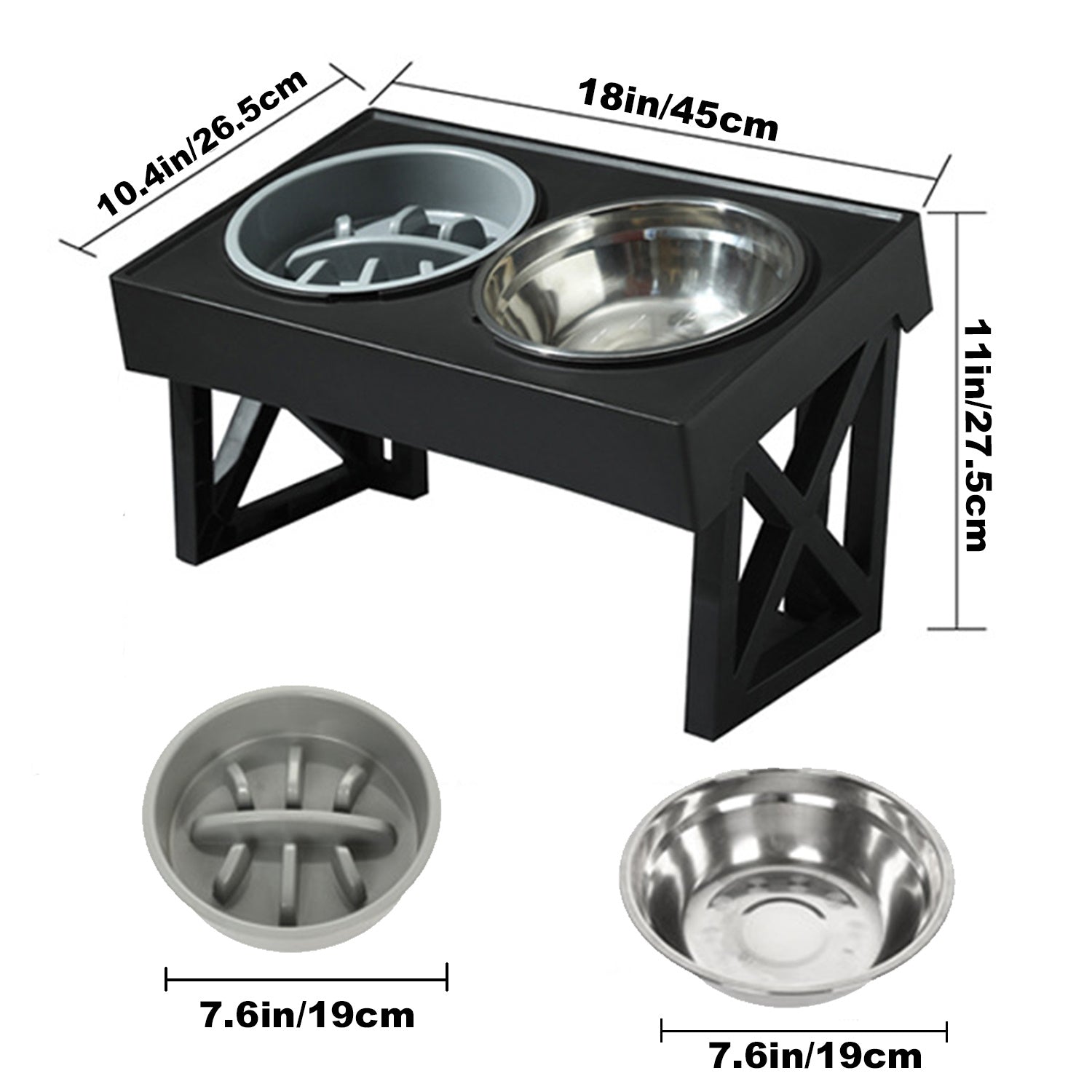 Personalized Stainless Steel Elevated Dog Feeder Bowl - Slow Eating, Anti-Gulping, Spill-Proof, Adjustable Height for Small to Large Dogs & Cats - Durable, Easy to Clean, Healthy Mealtime Solution