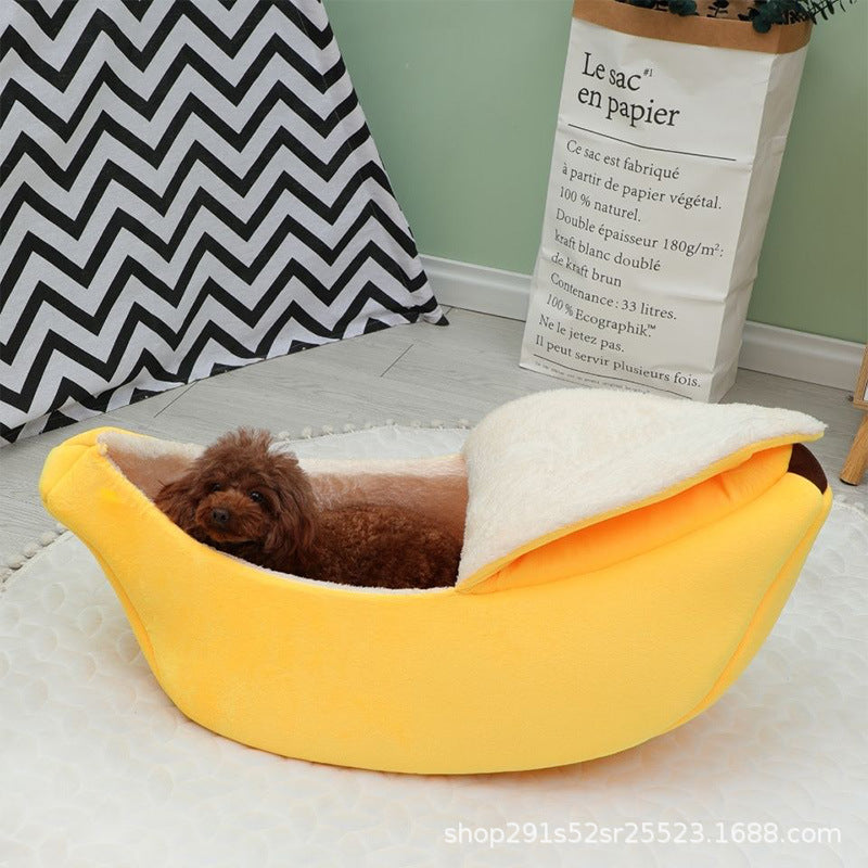 Cozy Banana Cat Bed: A Snuggly Cave For Your Furry Friend!